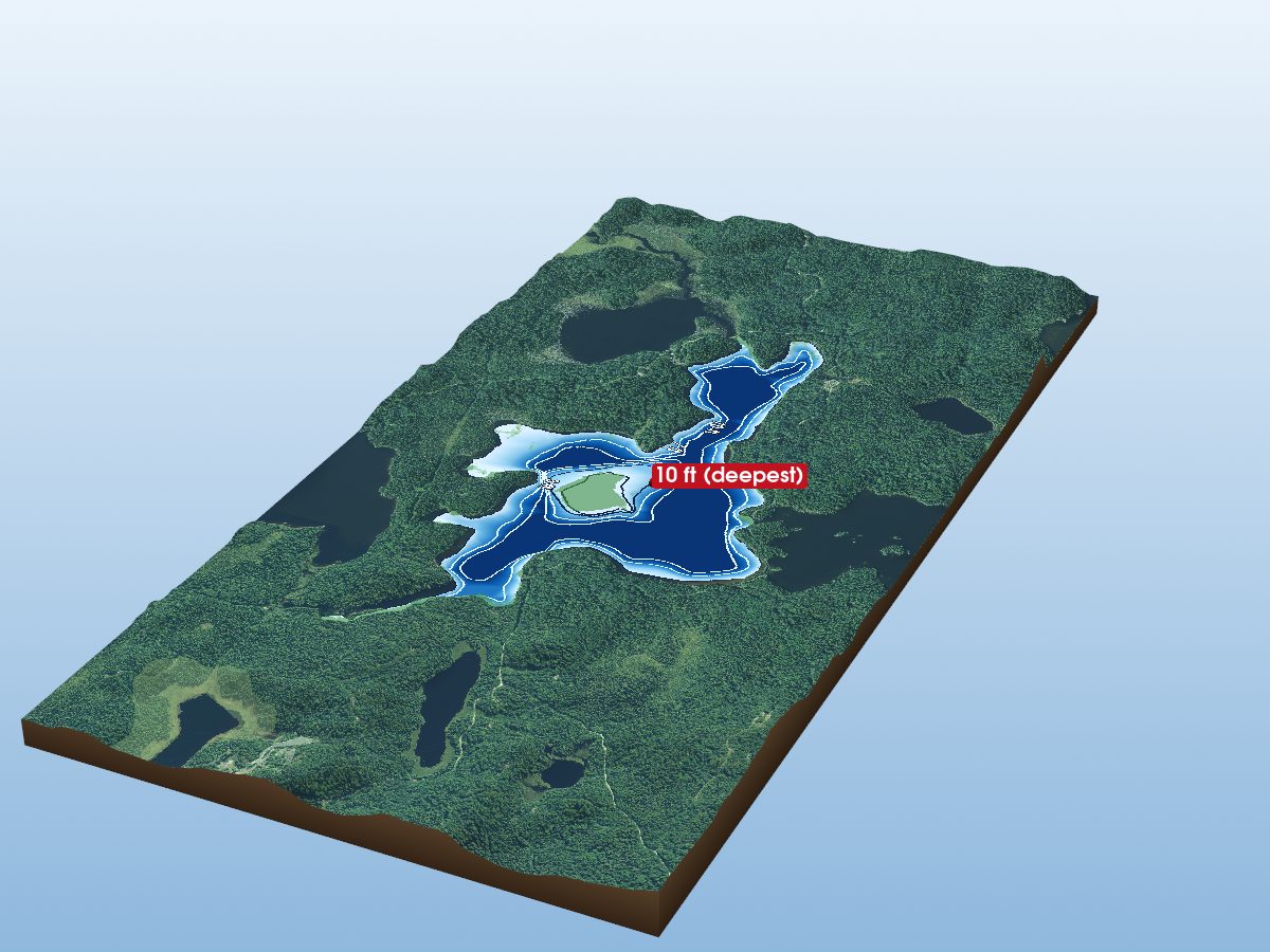 Depth map of Côté Lake