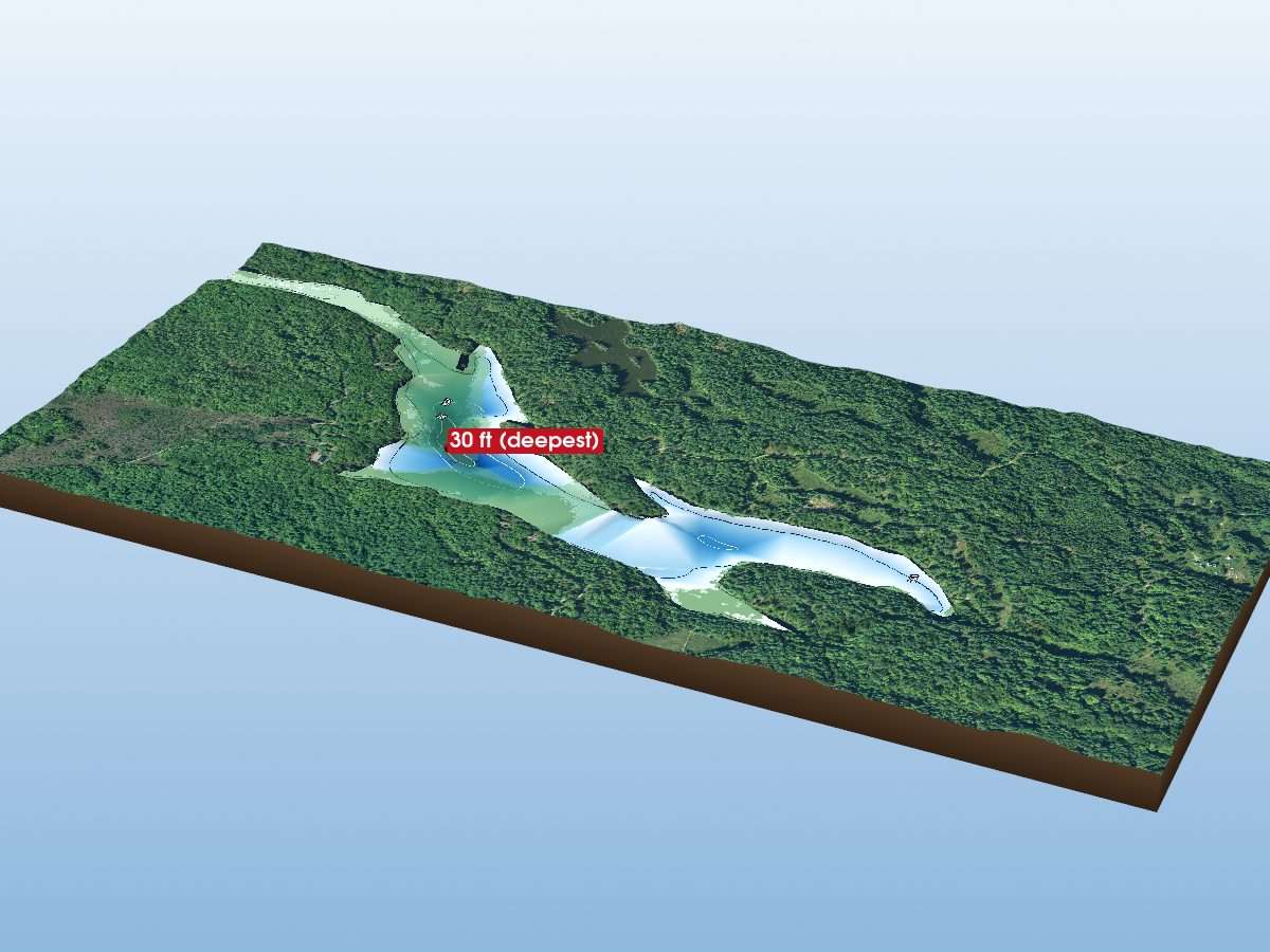 Depth map of Carnahan Lake