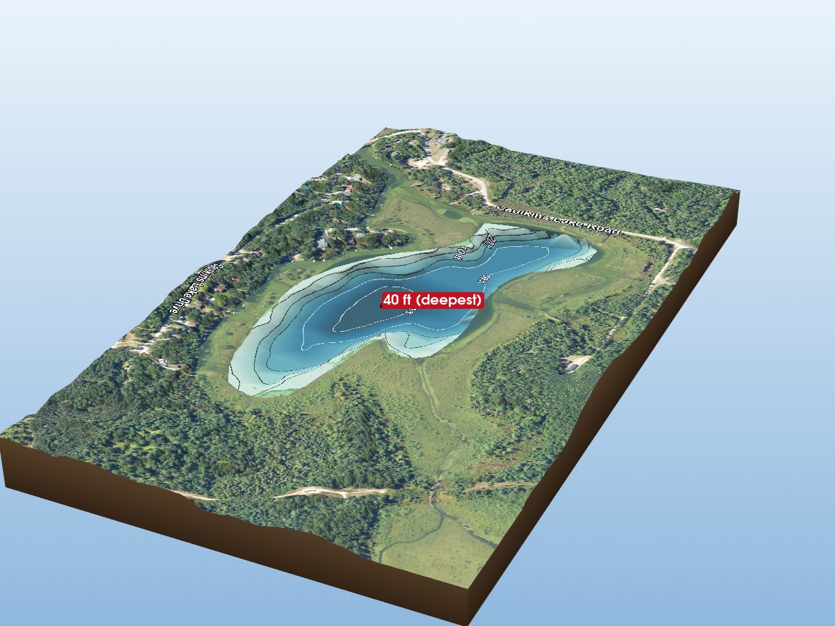 Depth map of Caulkins Lake