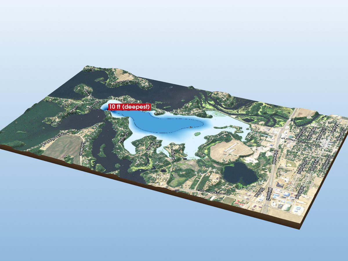 Depth map of Cedar Island Lake (East Lake)