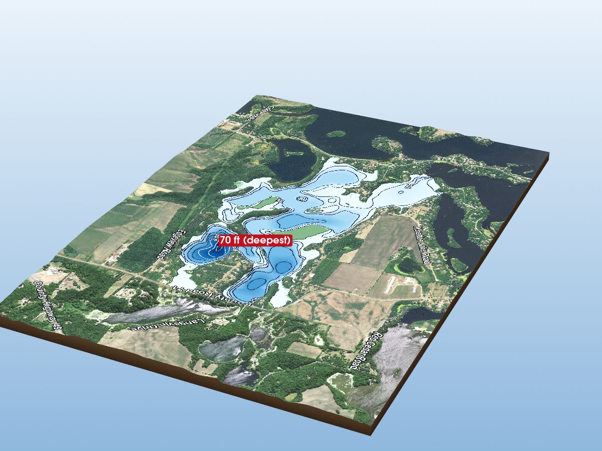 Depth map of Cedar Island Lake (Main Bay)