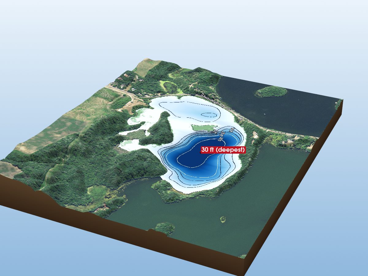 Depth map of Cedar Island Lake (Mud Lake)