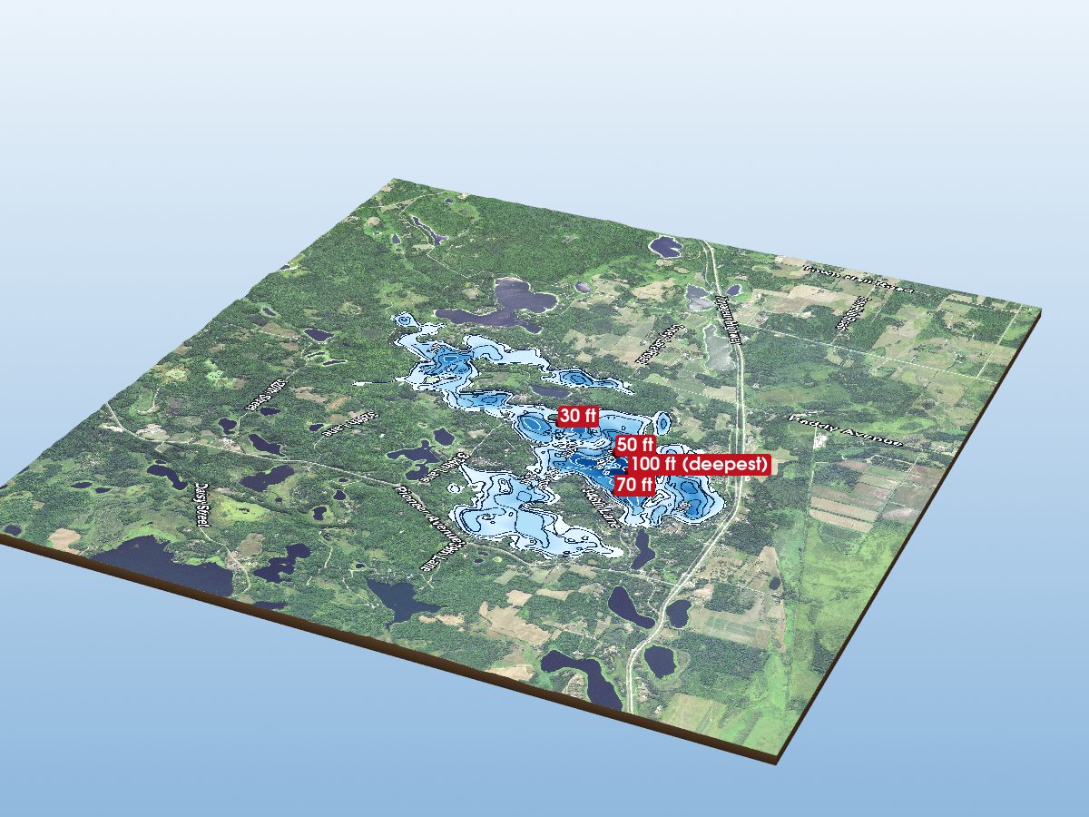 Depth map of Cedar Lake (Main Basin)