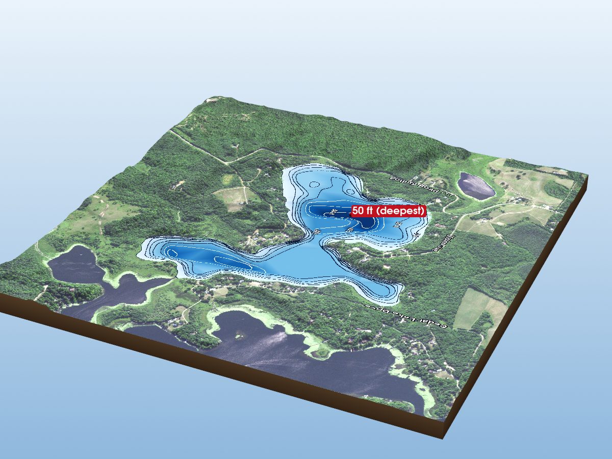 Depth map of Cedar Lake (West Bay)