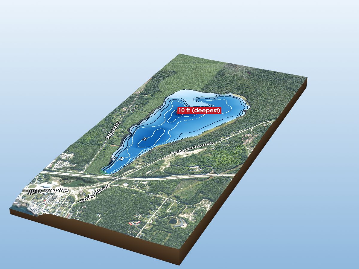 Depth map of Chain Lake