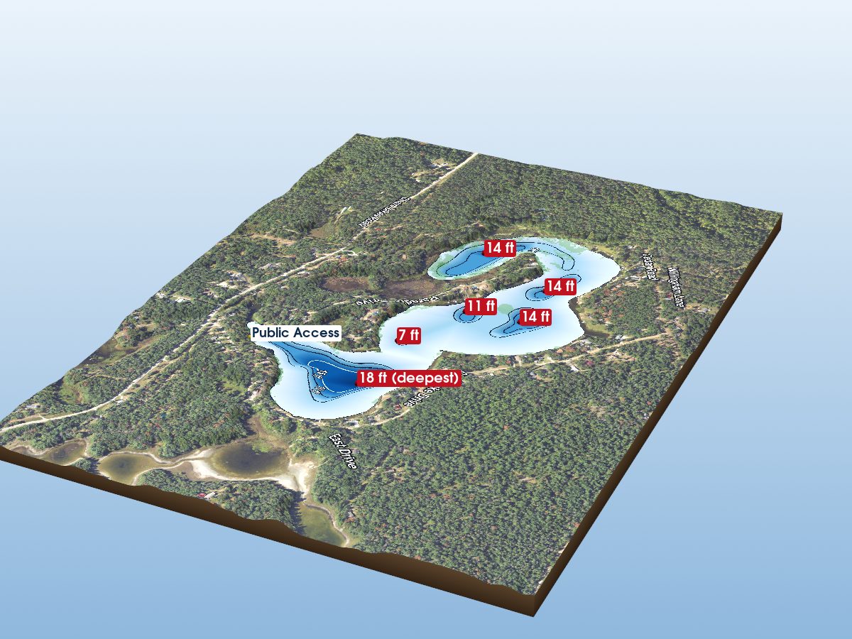 Depth map of Chain Lakes