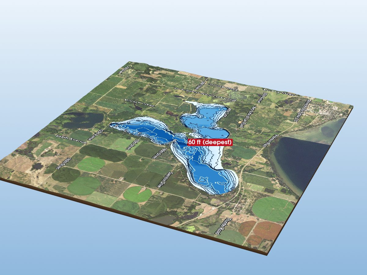 Depth map of Clitherall Lake