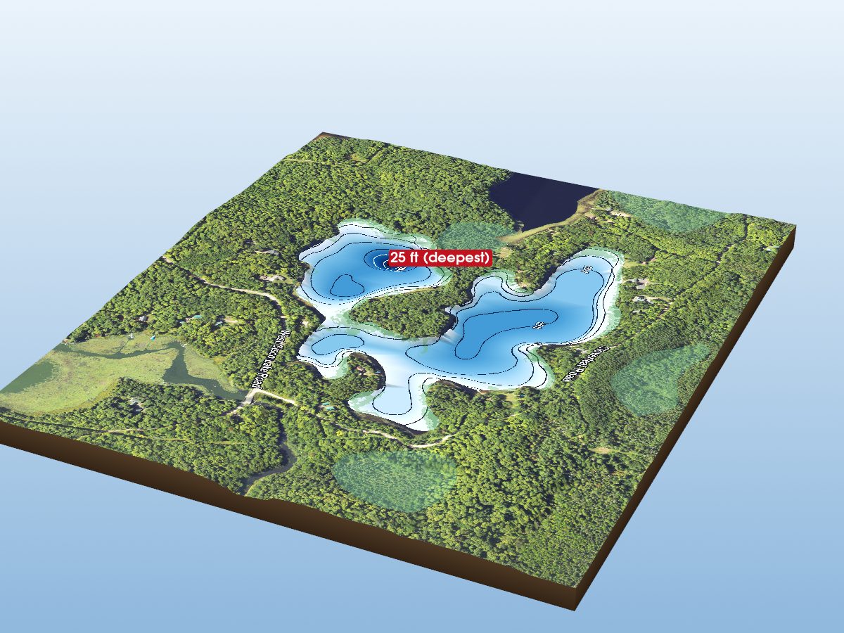 Depth map of Cloverleaf Lake