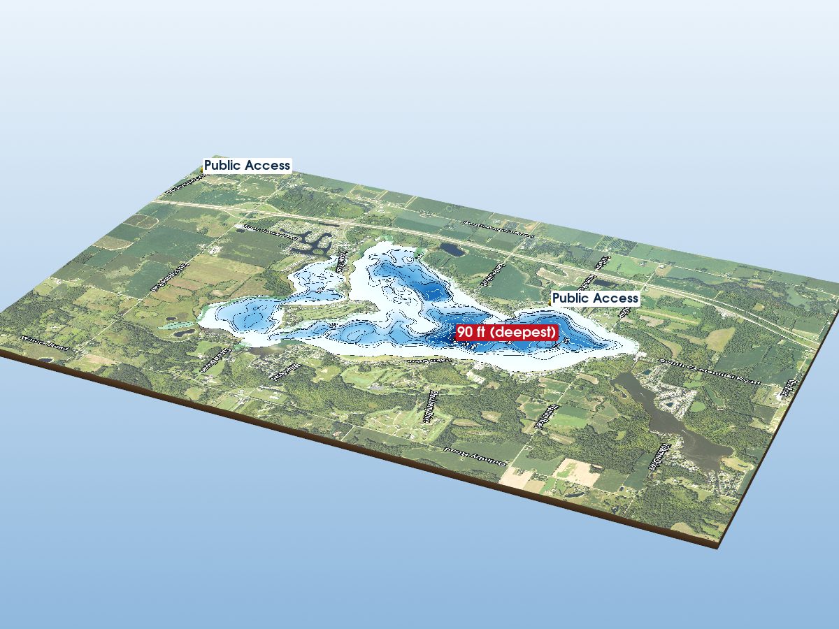 Depth map of Coldwater Lake