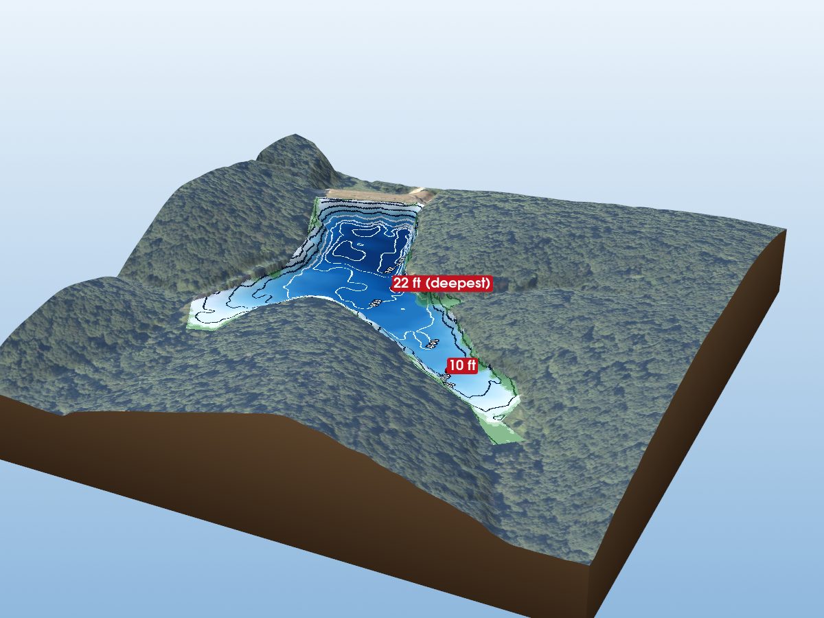 Depth map of Crooked Creek Lake