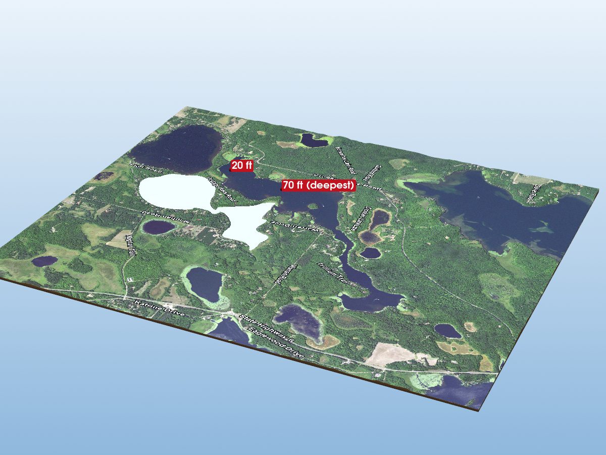 Depth map of Crooked Lake (Main Bay)