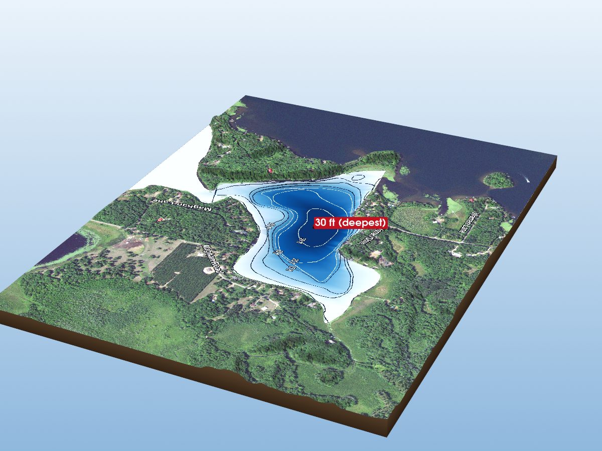 Depth map of Crooked Lake (Sugar Bay)