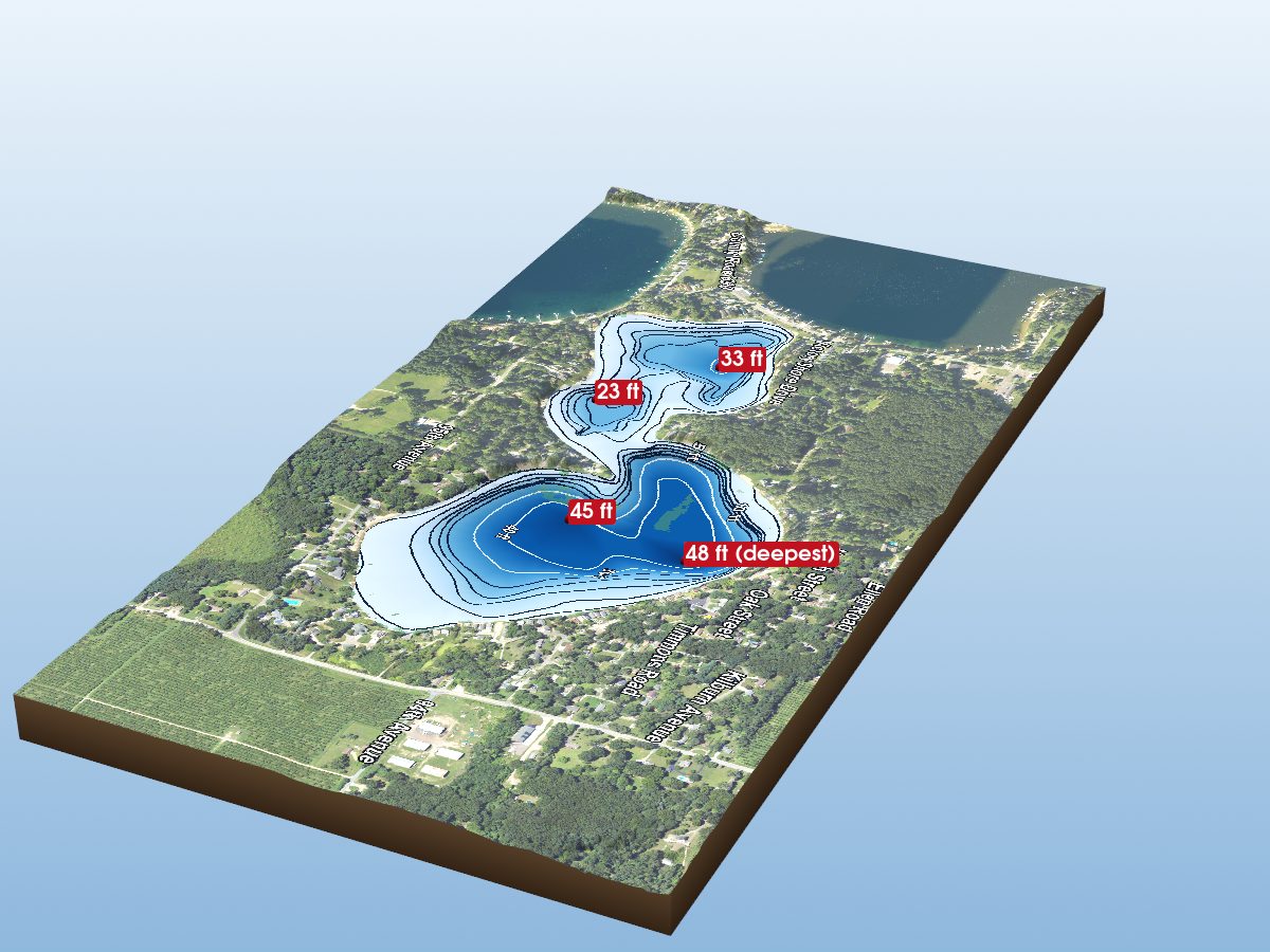 Depth map of Crooked Lake