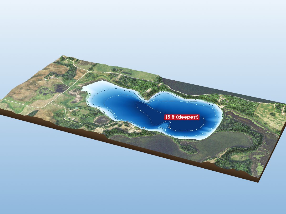 Depth map of Cross Lake (Main Basin)