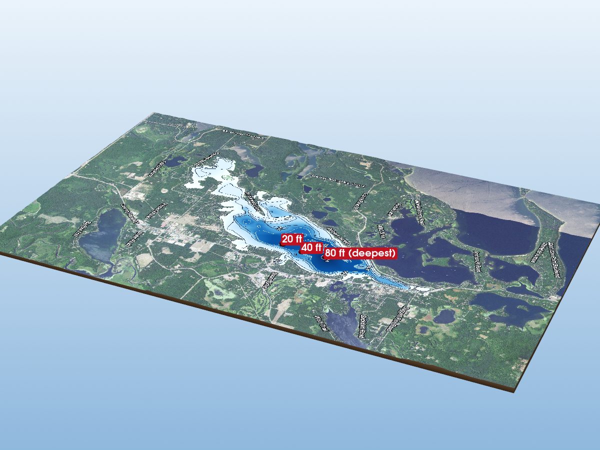 Depth map of Cross Lake Reservoir