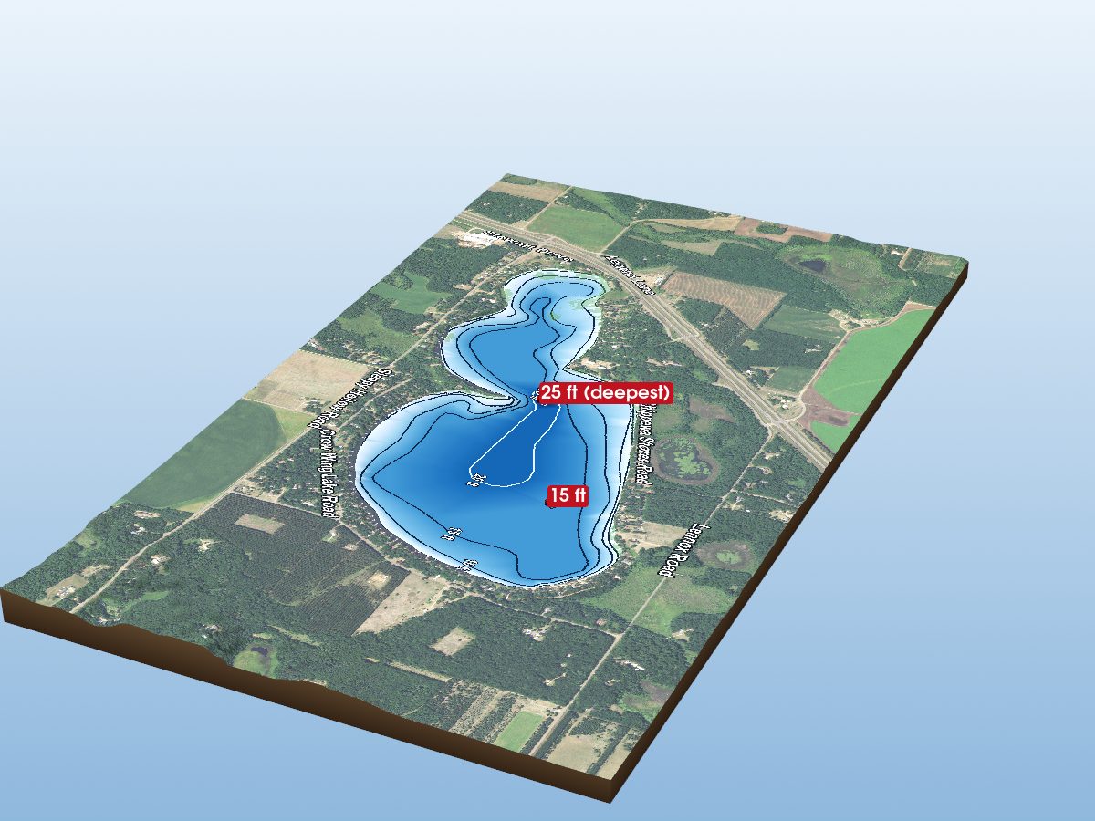 Depth map of Crow Wing Lake