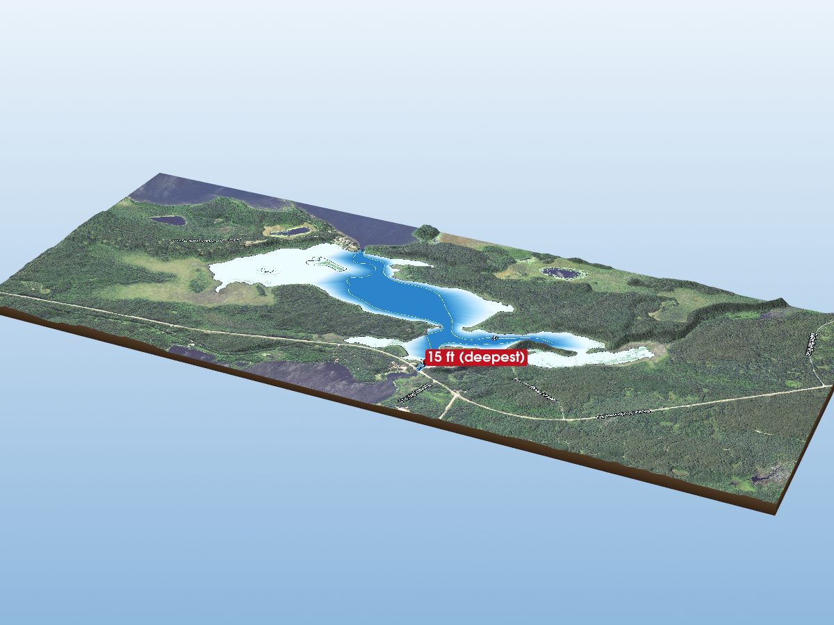 Depth map of Cut Foot Sioux Lake (East Bay)