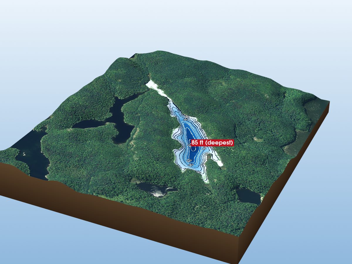 Depth map of Cutfinger Lake