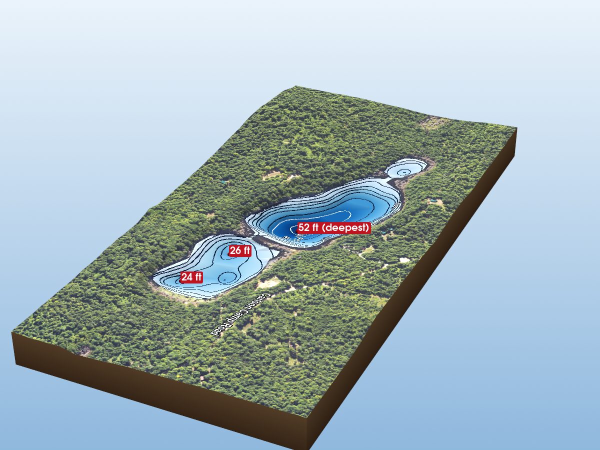Depth map of Deadmans Lake