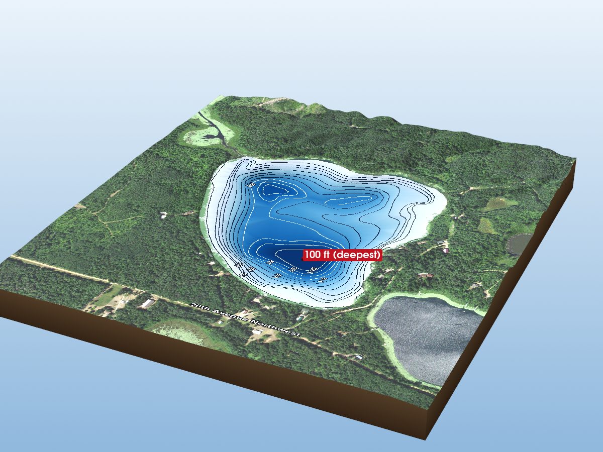 Depth map of Deep Portage Lake