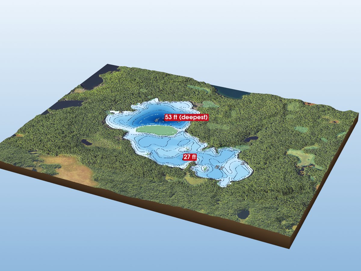 Depth map of Deer Island Lake