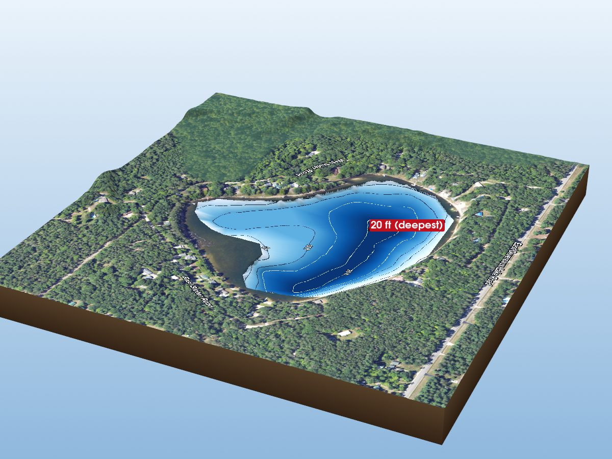 Depth map of Devereaux Lake