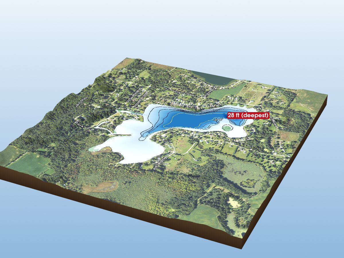 Depth map of Dewey Lake
