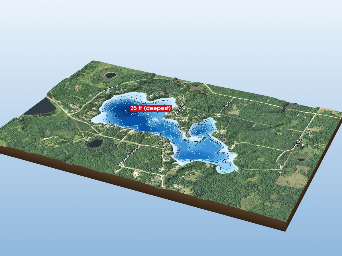 Depth map of Dewey Lake