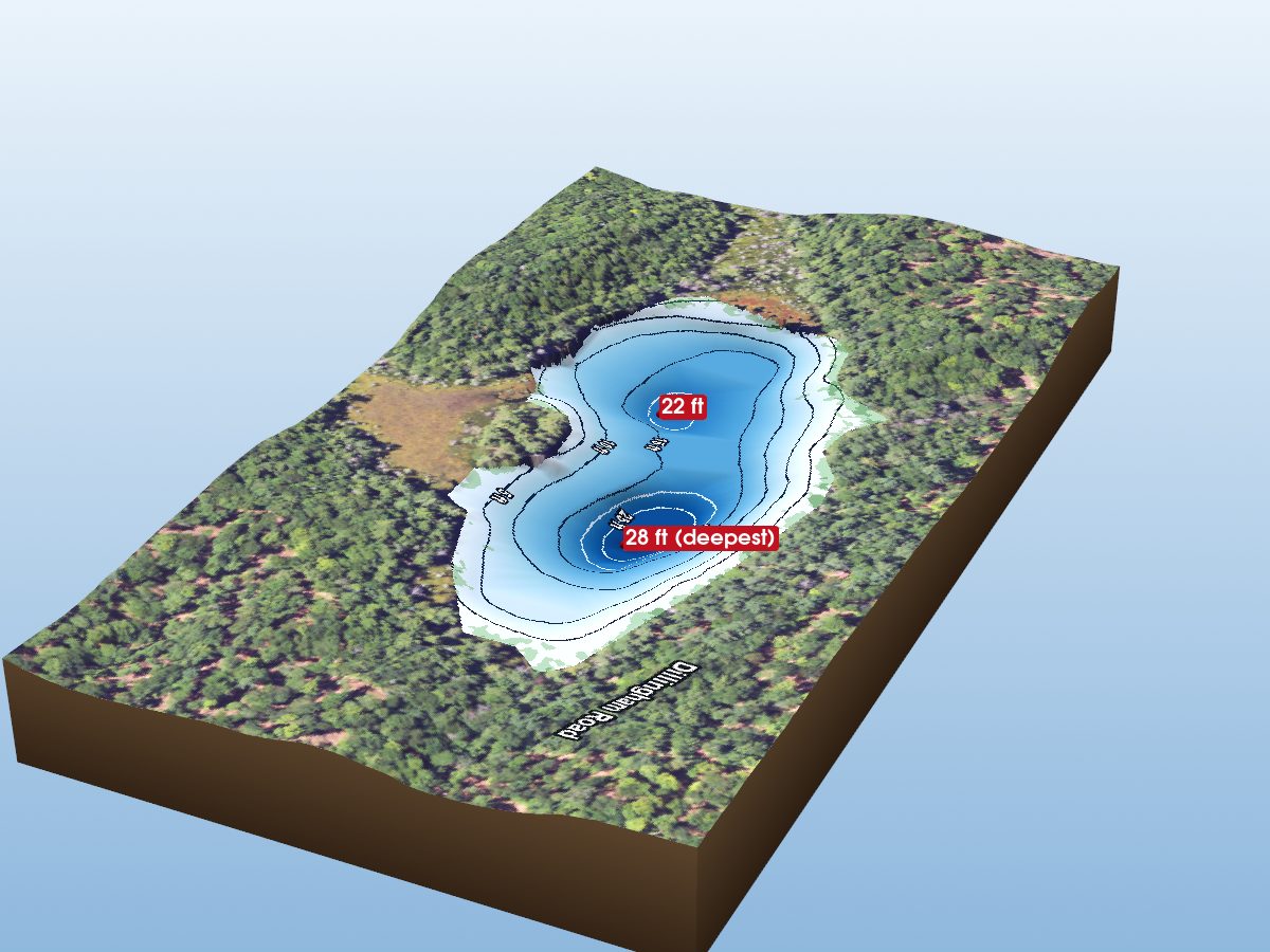 Depth map of Dillingham Lake