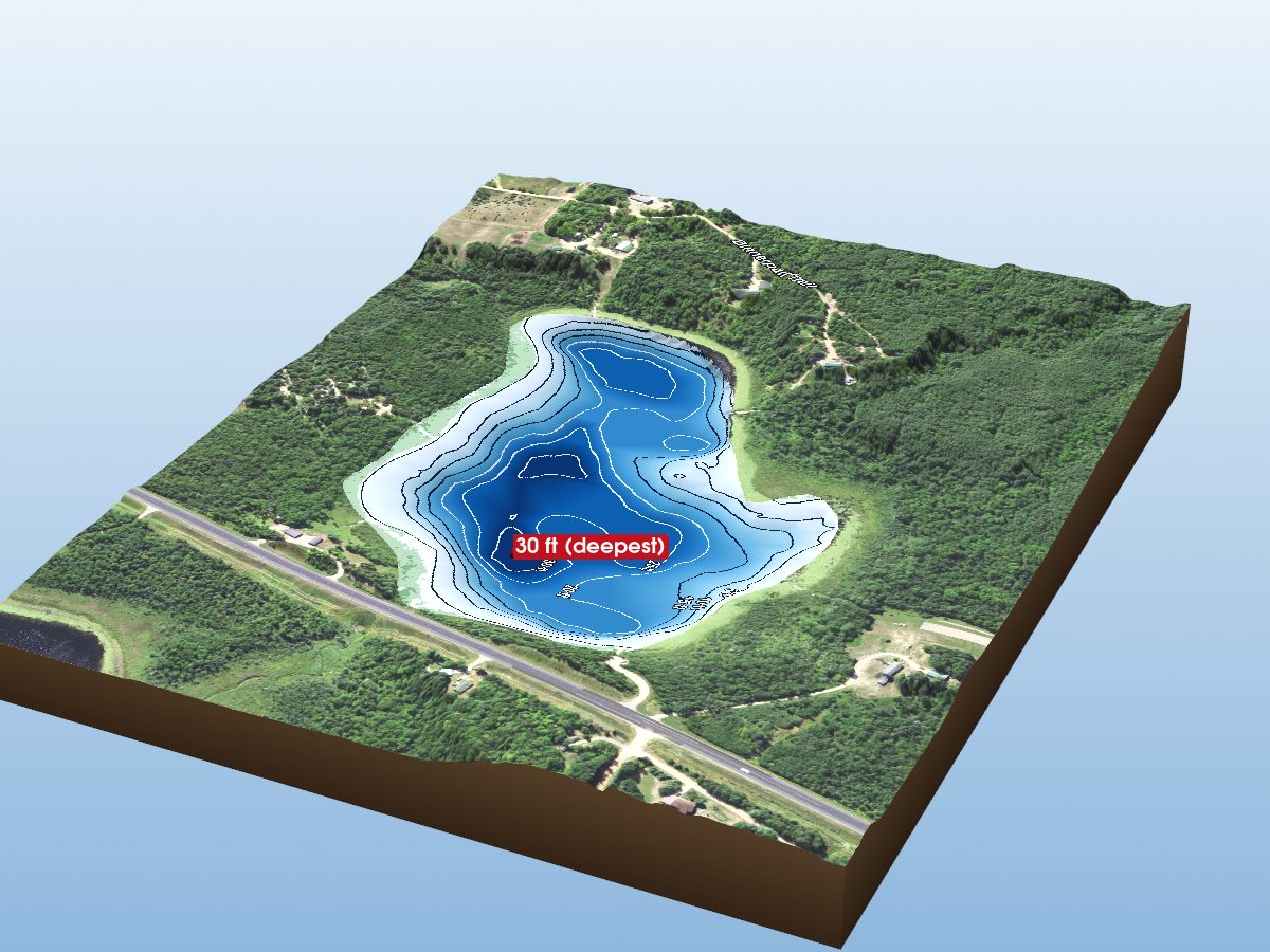 Depth map of Dinner Pail Lake