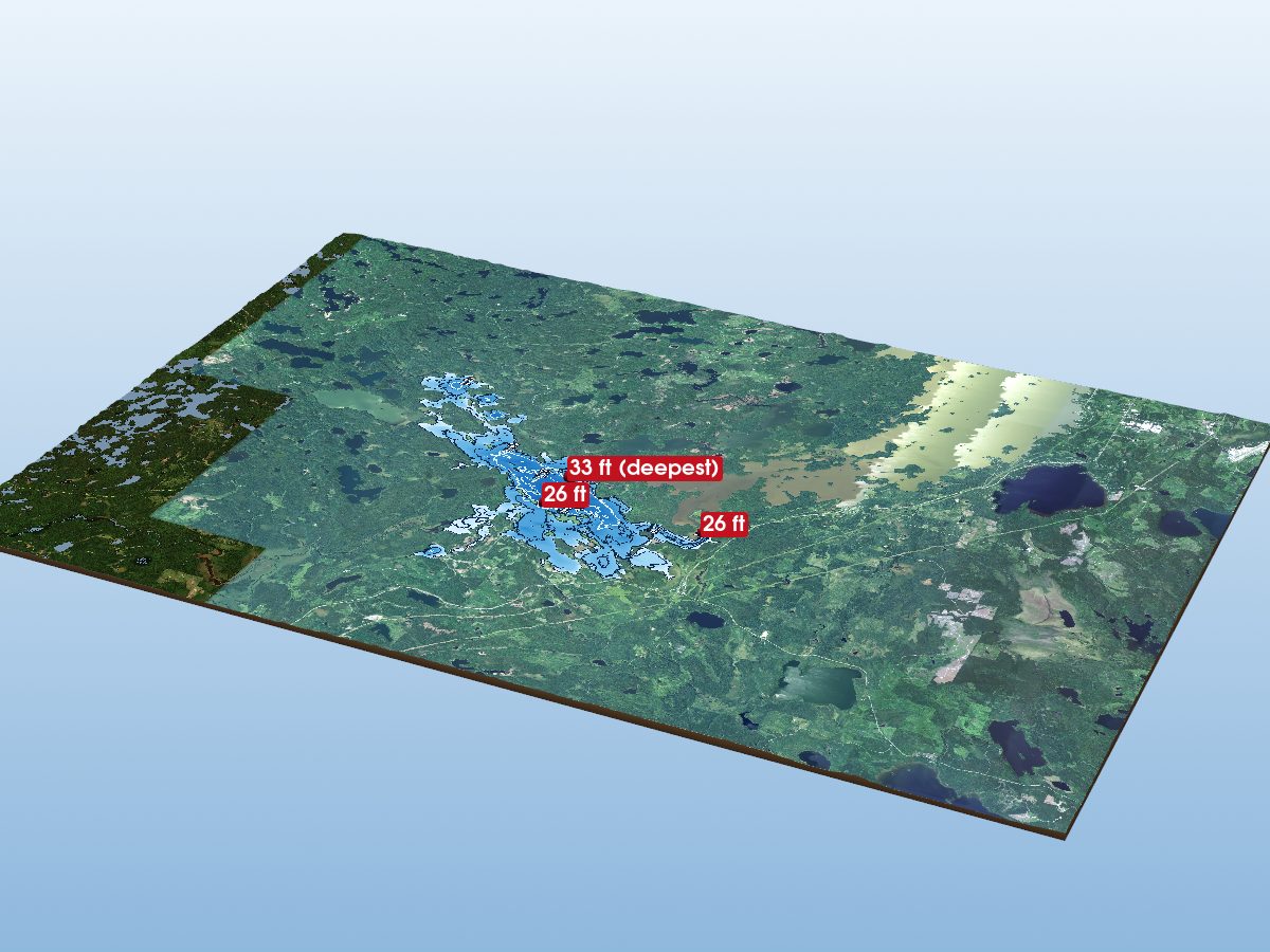 Depth map of Dinorwic Lake