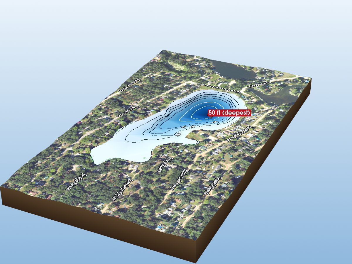 Depth map of Dodge Lake