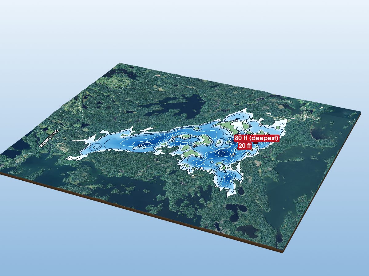 Depth map of Dogpaw Lake