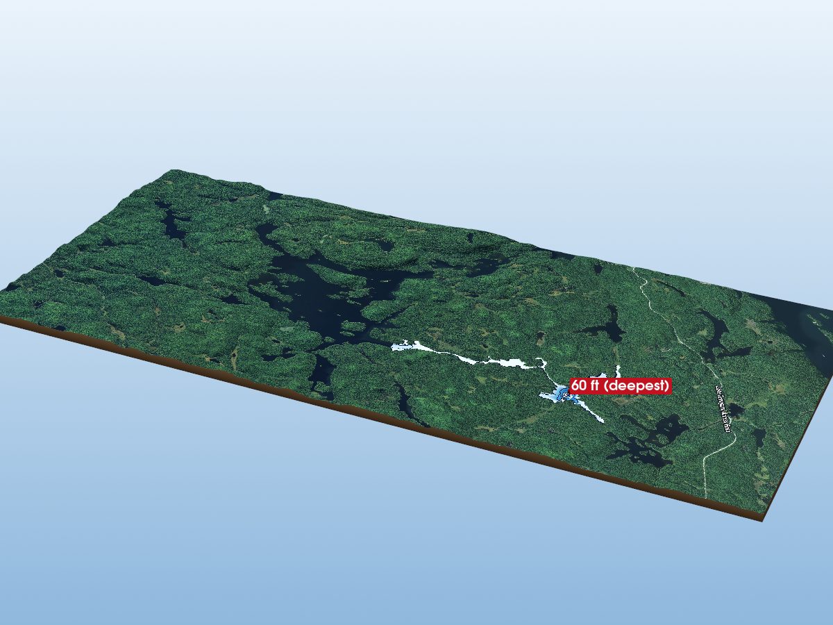 Depth map of Driftwood Lake