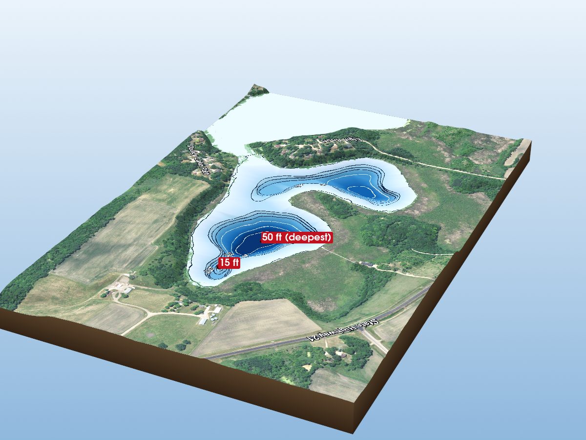 Depth map of Dudley Lake