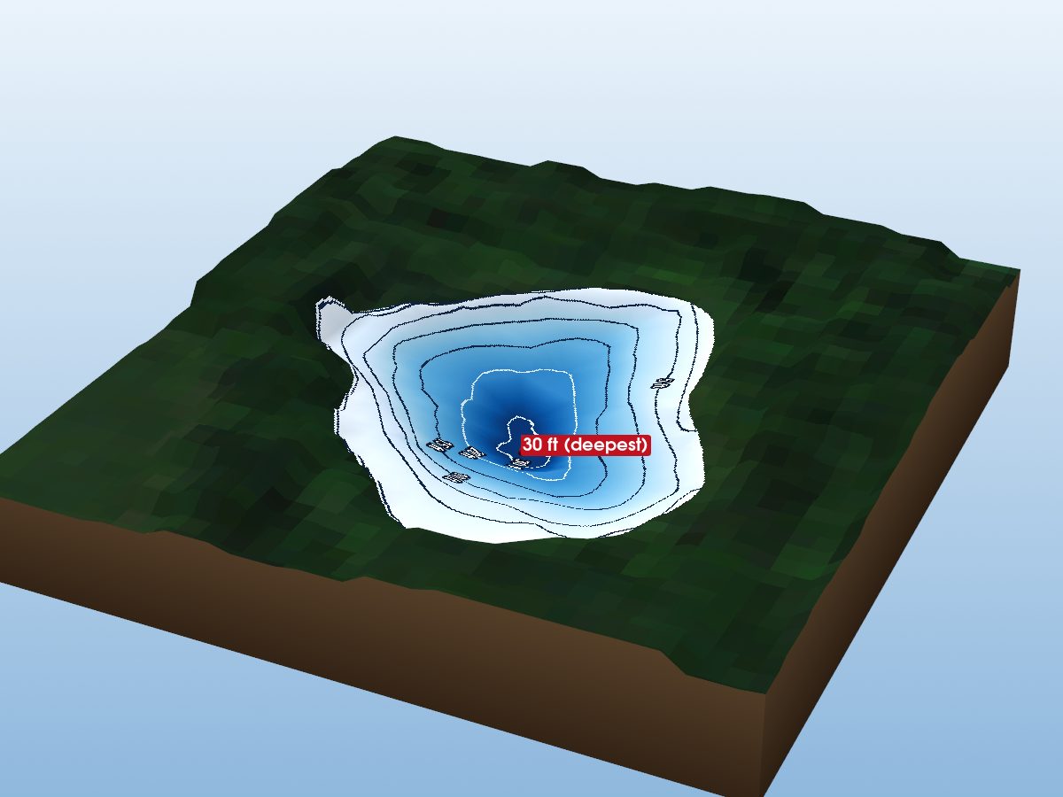 Depth map of Dumfries Lake 1
