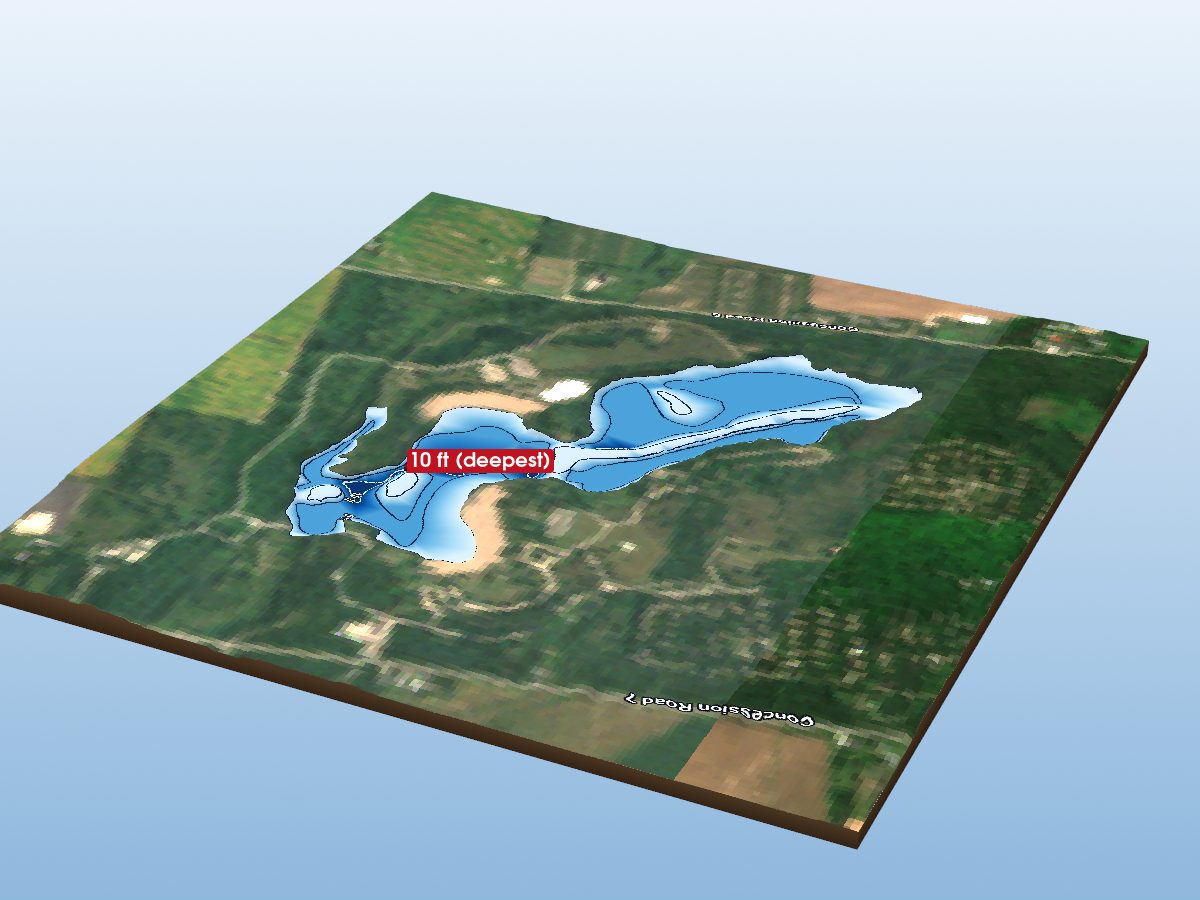 Depth map of Earl Rowe Lake