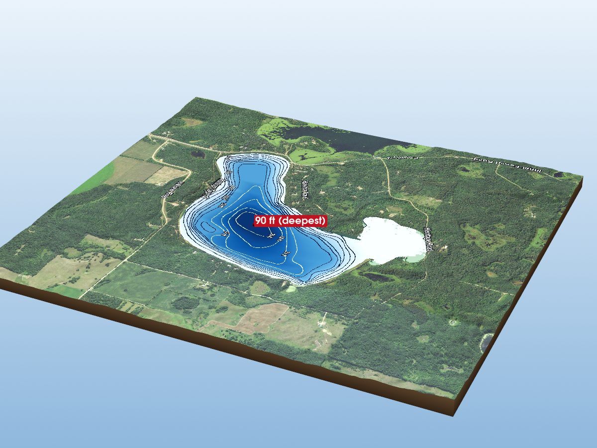 Depth map of East Crooked Lake