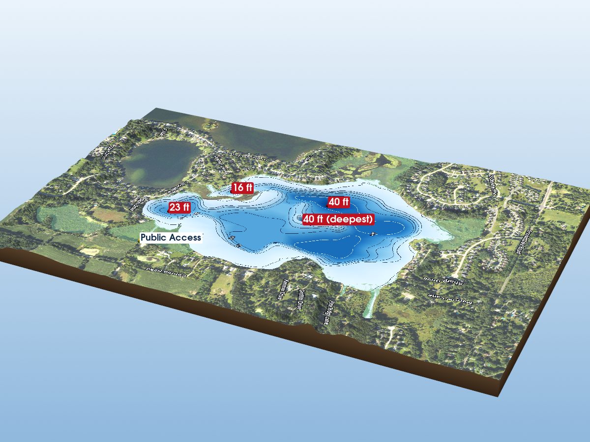 Depth map of East Crooked Lake