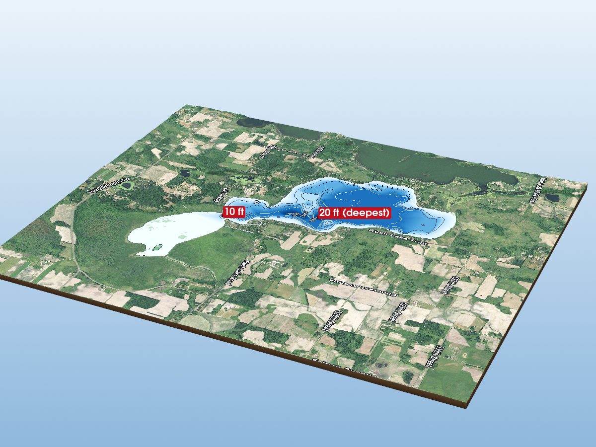 Depth map of East Rush Lake