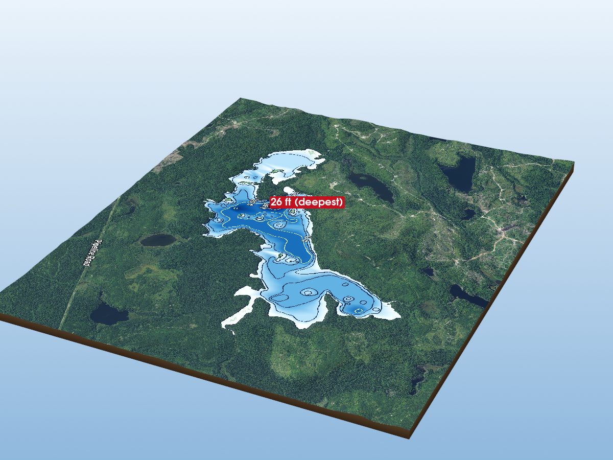 Depth map of Eayrs Lake