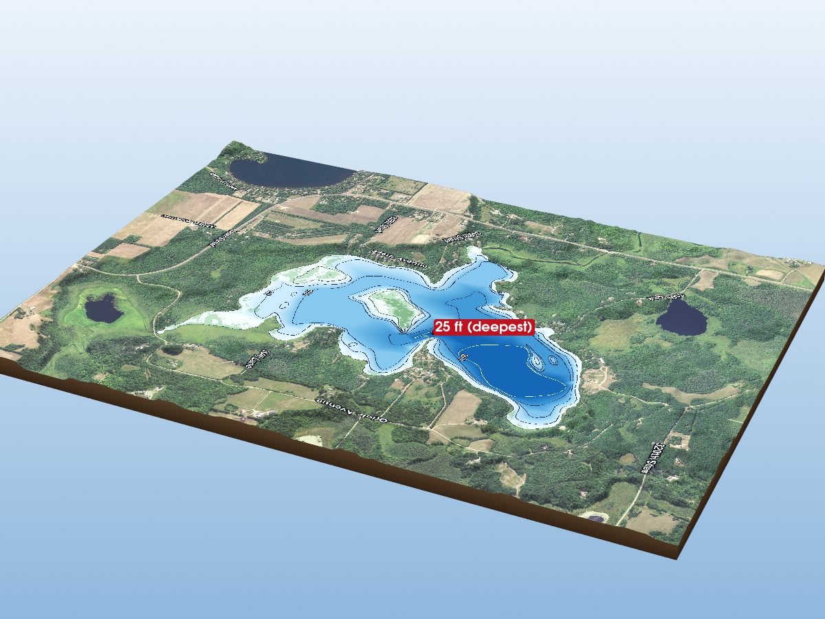 Depth map of Elm Island Lake