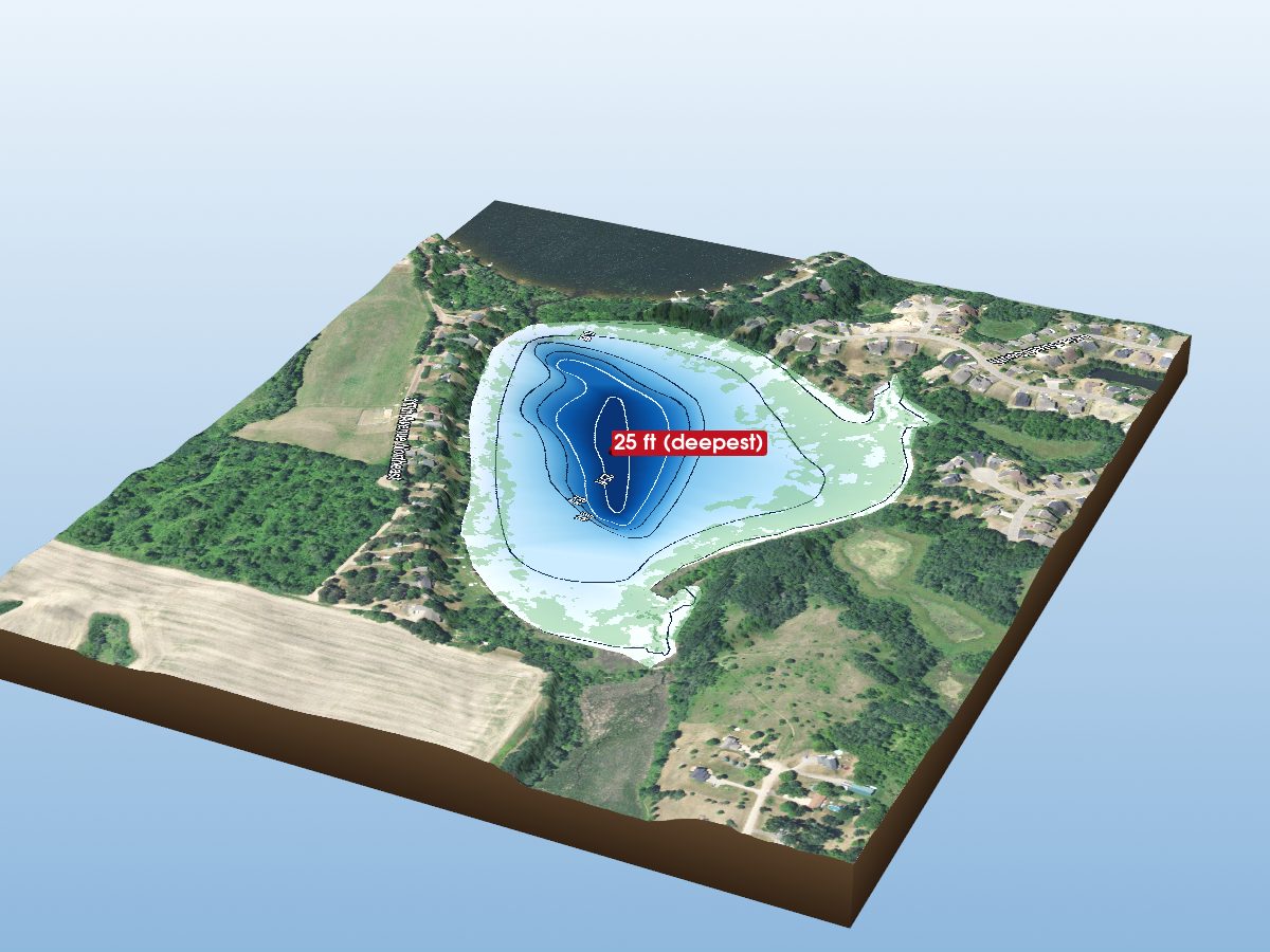Depth map of Elms Lake