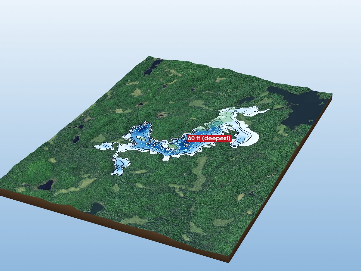 Depth map of Erables Lake