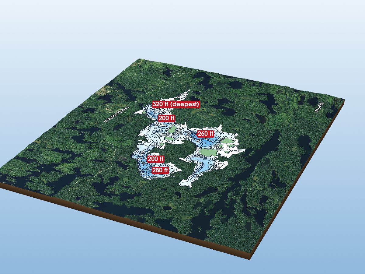 3D depth map of Esox Lake