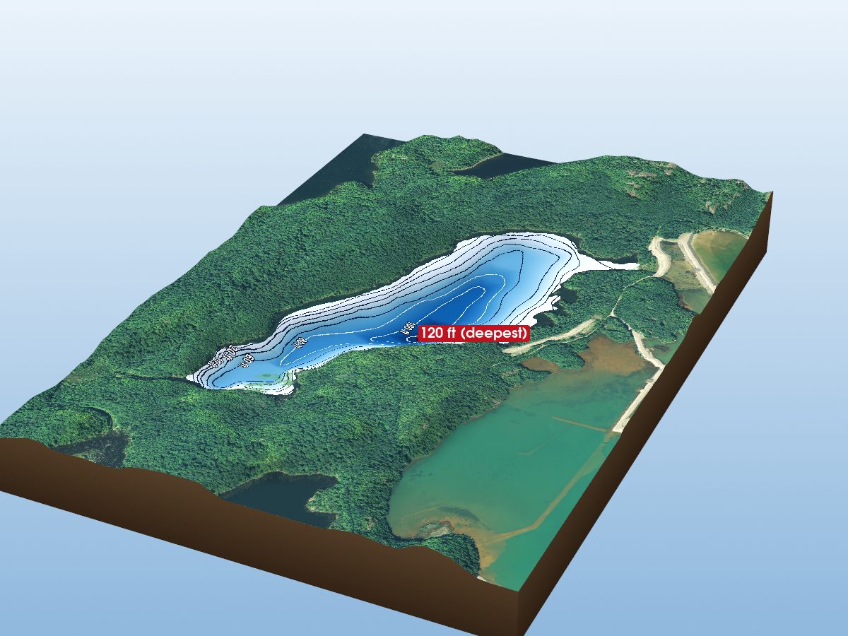 Depth map of Evans Lake