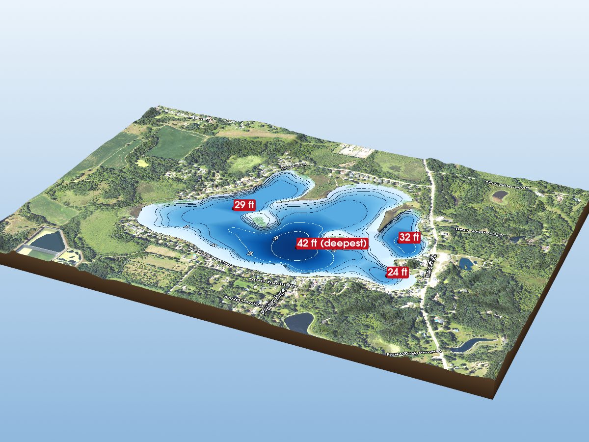 Depth map of Evans Lake