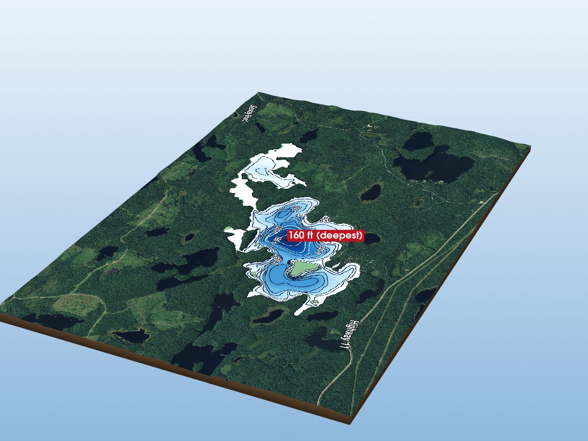 Depth map of Factor Lake