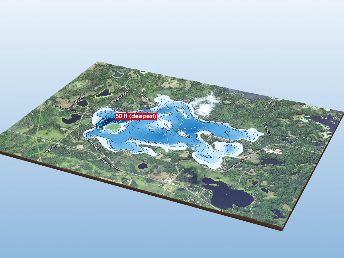 Depth map of Farm Island Lake
