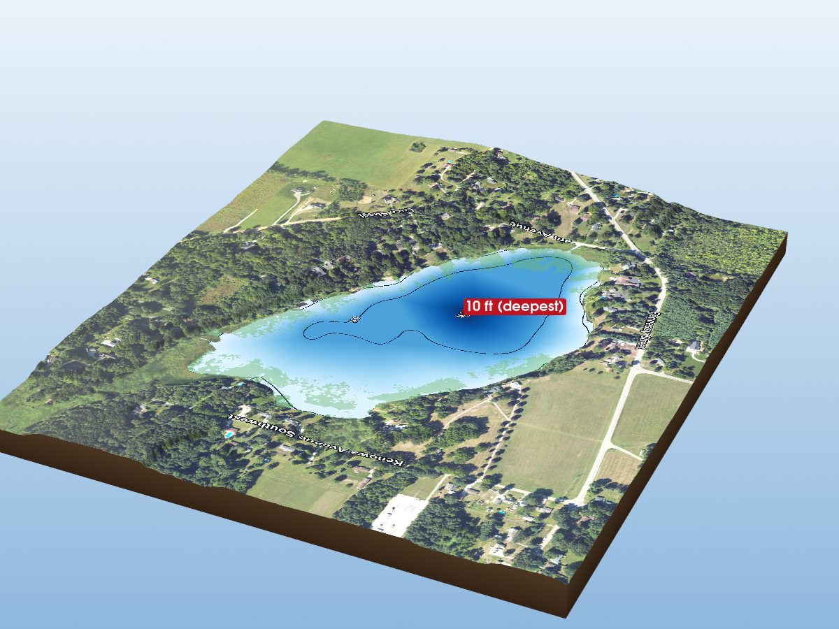 Depth map of Fennessy Lake